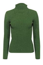 Current Boutique-Henri Bendel - Nepeta Green Ribbed Wool Blend Mock Neck Sweater Sz M