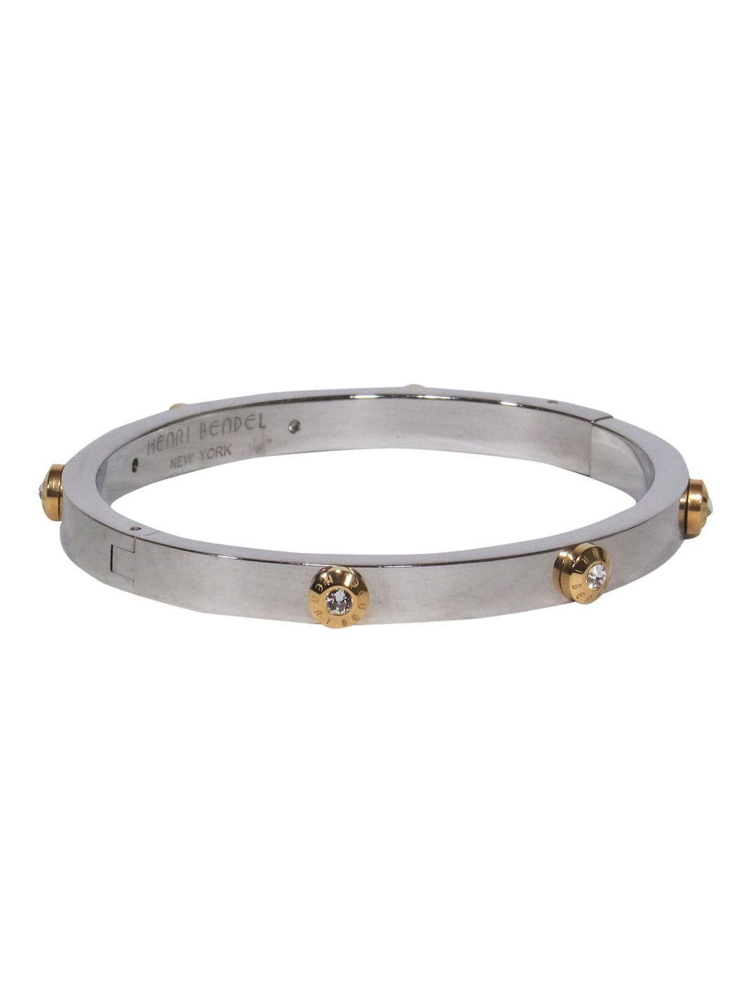 Henri Bendel Cream and 2024 Silver Rivet Bangle