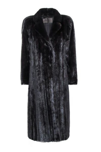 Current Boutique-Herbert's Furs - Vintage Black Mink Fur Clasped Longline Coat Sz M
