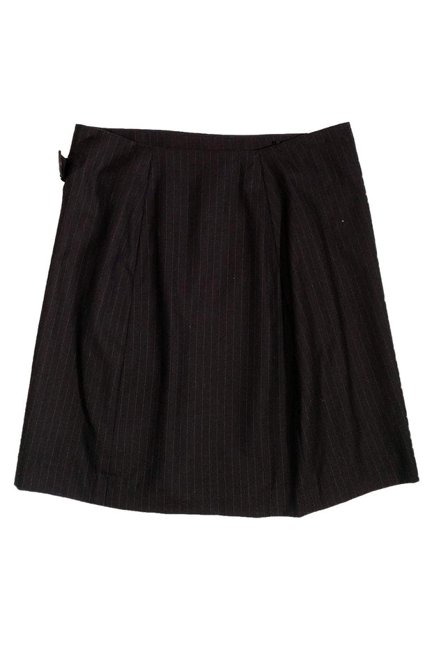 Current Boutique-Hermes - Black Pinstripe Wrap-Style Skirt Sz 12