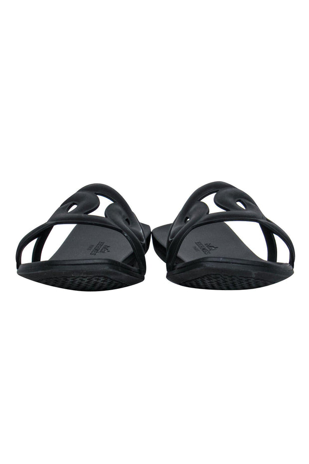 Current Boutique-Hermes - Black Rubber "Aloha" Slide Sandal Sz 10