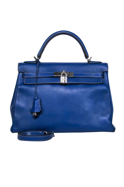 Current Boutique-Hermes - Cobalt Blue “Kelly” Convertible Satchel