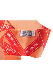 Current Boutique-Hermes - Orange Logo Ribbon Print Silk Scarf Headband