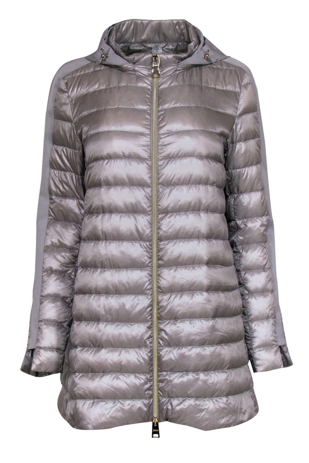 Current Boutique-Herno - Taupe Quilted Zip-Up Puffer Jacket Sz M