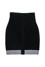 Current Boutique-Herve Leger - Black Bandage Skirt w/ Grey Knit Hem Sz XS