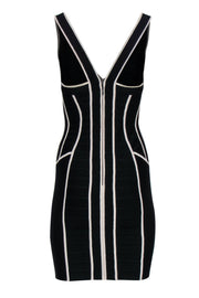 Current Boutique-Herve Leger - Black & White Plunge Bodycon Bandage Dress Sz M