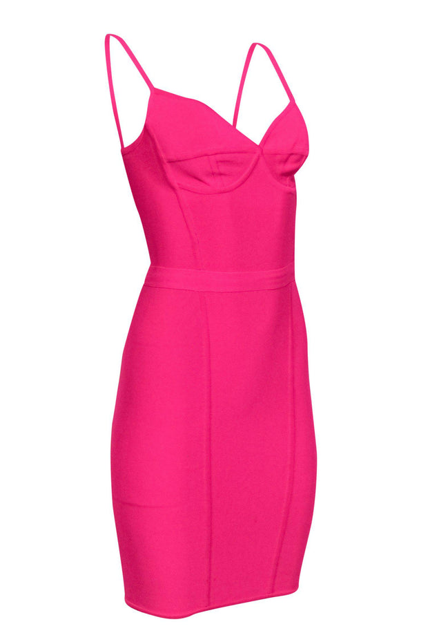 Current Boutique-Herve Leger - Hot Pink Sleeveless Bandage-Style Bodycon Dress Sz S