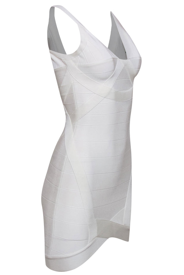 Current Boutique-Herve Leger - White Sleeveless Bandage Bodycon Dress Sz XS