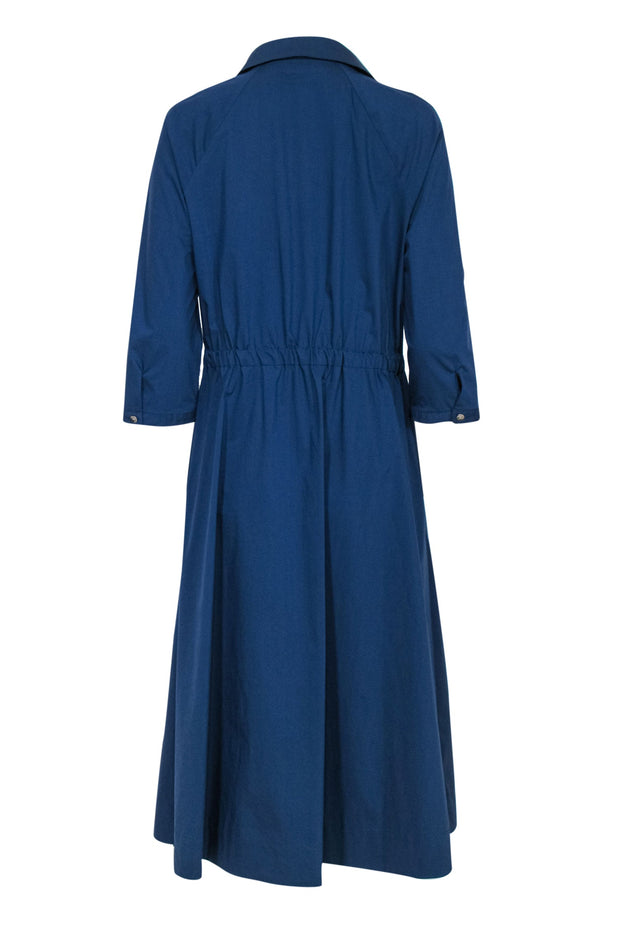 Current Boutique-Hilton Hollis - Blue Cotton Blend Collared Button-Up Maxi Dress Sz L