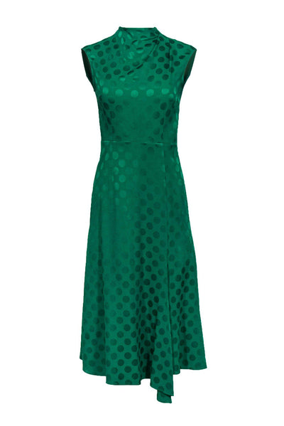 Current Boutique-Hobbs - Green Polka Dot Sleeveless Midi Dress Sz 4