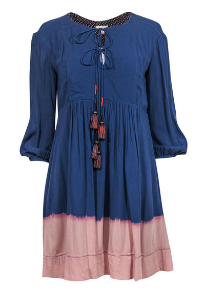 Current Boutique-Holding Horses - Blue & Pink Sheath Dress w/ Tassels Sz 2P