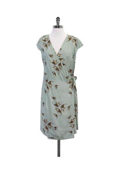 Current Boutique-Hoss Intropia - Aquamarine Fish Print Silk Wrap Dress Sz L