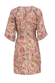 Current Boutique-Hoss Intropia - Beige Colorful Paisley Printed Silk Dress Sz 6