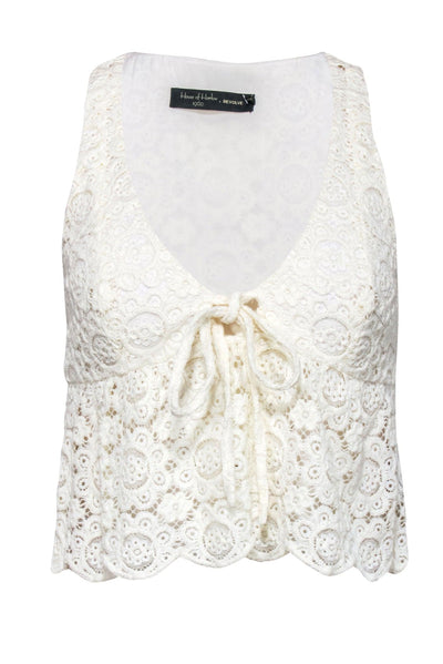 Current Boutique-House of Harlow 1960- Ivory lace Sleeveless Tie Front Tank Sz XS