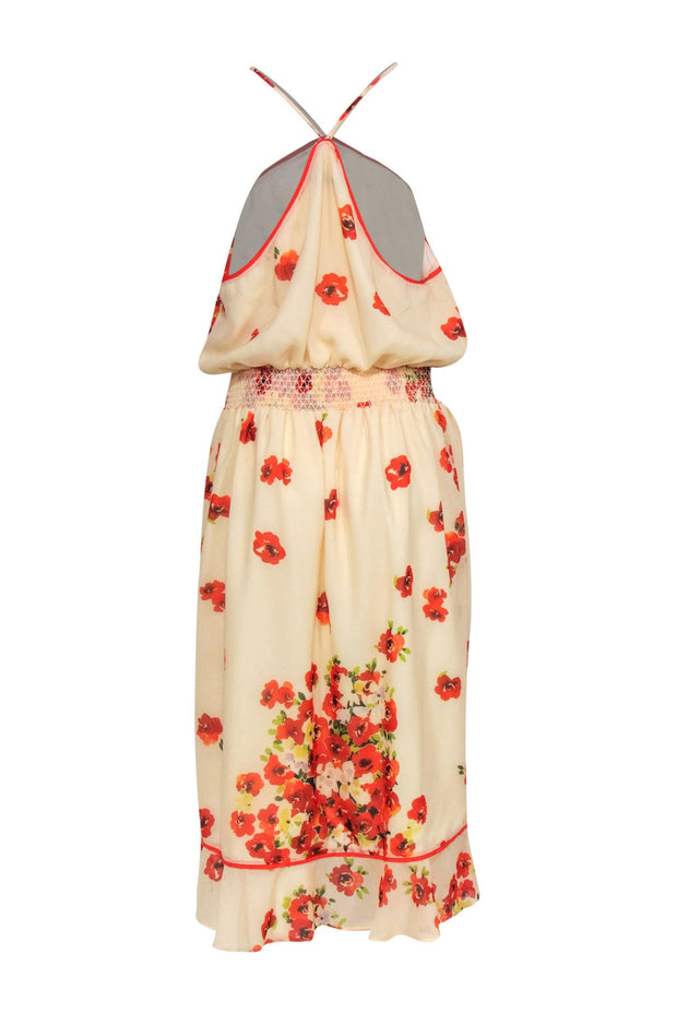 Current Boutique-House of Harlow 1960 x Revolve - Cream w/ Red Floral Print Asymmetric Hem Dress Sz XL