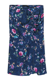 Current Boutique-House of Harlow 1960 x Revolve - Navy & Multicolor Textured Floral Print Midi Skirt Sz XL