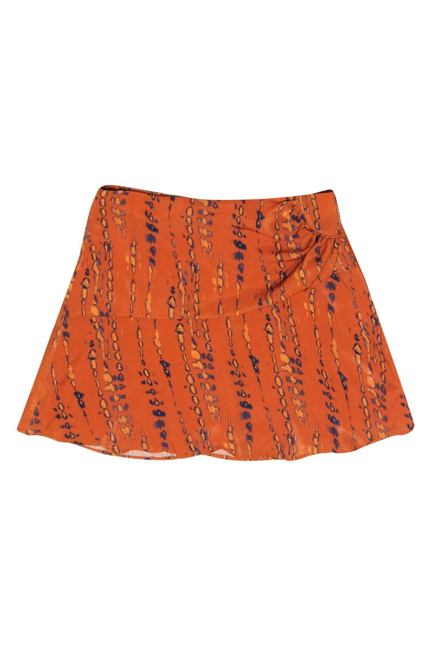 Current Boutique-House of Harlow 1960 x Revolve - Orange & Purple Snakeskin Print Ruched Miniskirt Sz XL