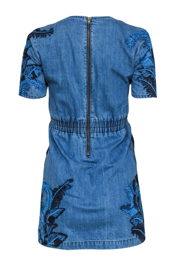 Current Boutique-House of Holland - Medium Wash Denim Short Sleeve Dress w/ Embroidery Sz 2