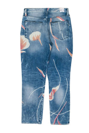 Current Boutique-Hudson - Light Wash Floral Print High-Waist Straight Leg Jeans Sz 26