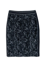 Current Boutique-Hugo Boss - Dark Navy & White Speckle Splatter Pencil Skirt Sz 2