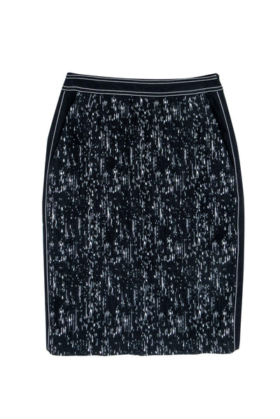 Current Boutique-Hugo Boss - Dark Navy & White Speckle Splatter Pencil Skirt Sz 2