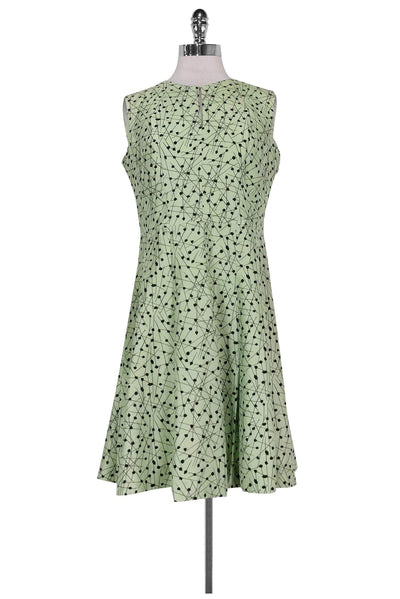 Current Boutique-Hugo Boss - Light Green Patterned Flared Dress Sz 8