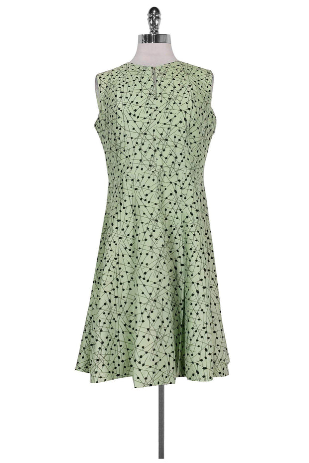 Current Boutique-Hugo Boss - Light Green Patterned Flared Dress Sz 8