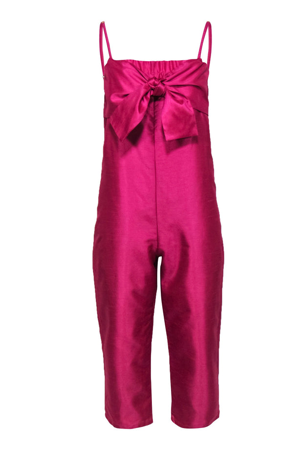 Current Boutique-Hutch - Pink Satin Straight Leg Sleeveless Tied Jumpsuit Sz XS