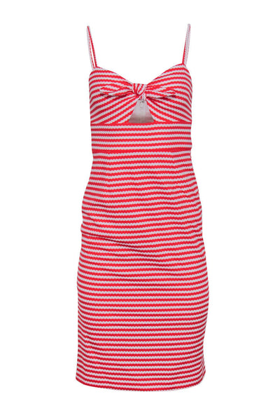 Current Boutique-Hutch - Red & White Striped Textured Sleeveless Midi Dress w/ Keyhole Sz XS