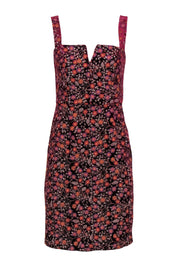 Current Boutique-Hutch by Anthropologie - Maroon Velvet Floral Embroidered Bodycon Dress Sz 2