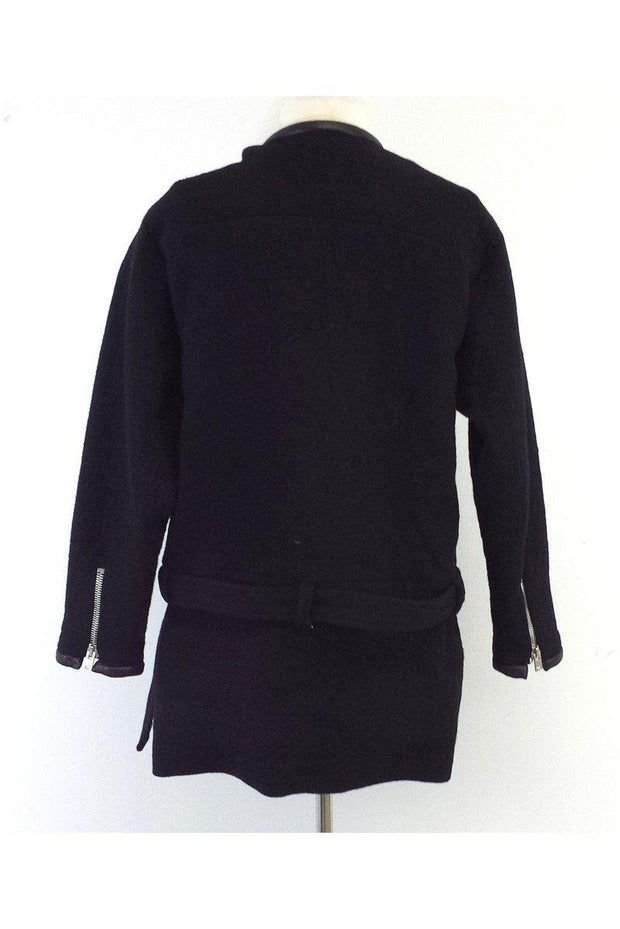 Current Boutique-IRO - Black Cotton, Wool & Leather Zip Jacket Sz 6