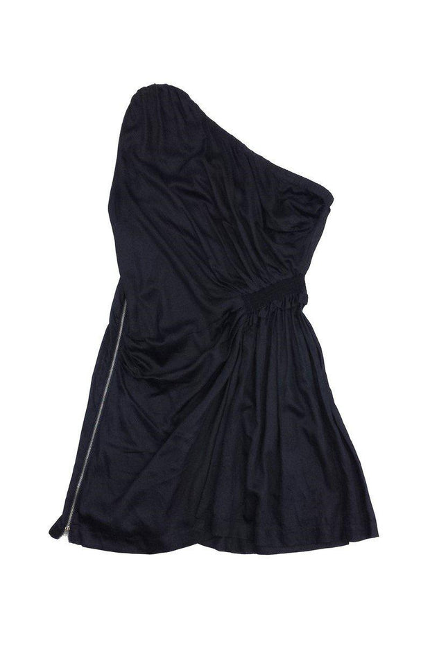 Current Boutique-IRO - Black One Shoulder Side Detail Dress Sz 3
