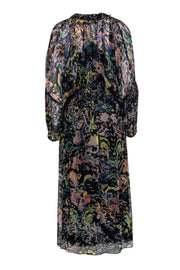 Current Boutique-IRO - Black Sheer Maxi Dress w/ Multicolor Print & Metallic Detail Sz 2
