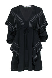 Current Boutique-IRO - Black Silk Sheath Dress w/ White Stitching Sz 4