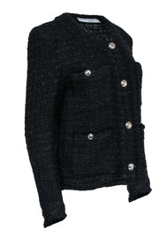 Current Boutique-IRO - Black Sparkly Structured Tweed Jacket w/ Silver Buttons Sz 10