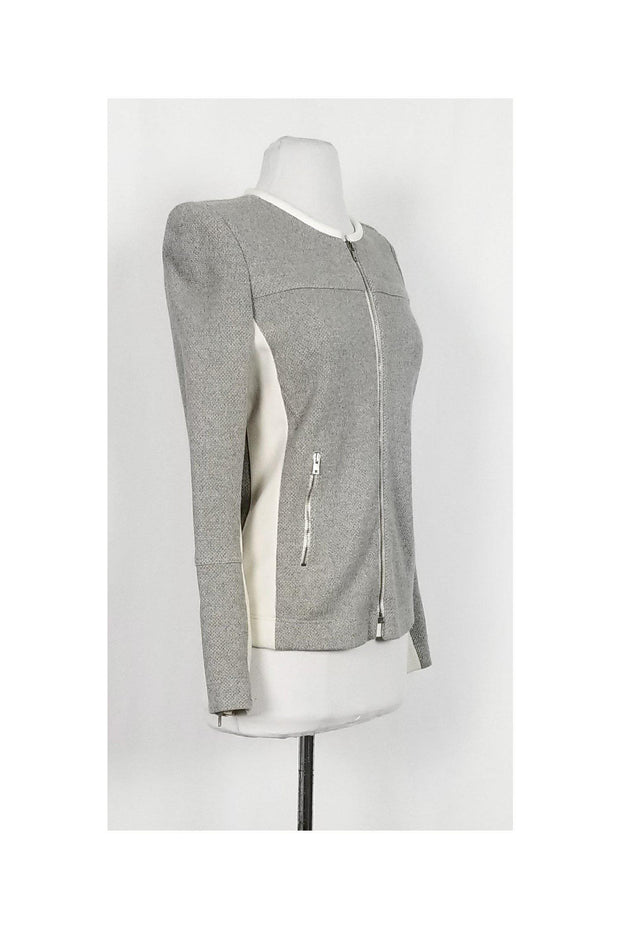 Current Boutique-IRO - Grey Knit Jacket w/ Cream Trim Sz 8