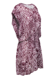 Current Boutique-IRO - Maroon Printed Smock Waist Mini Dress Sz 6