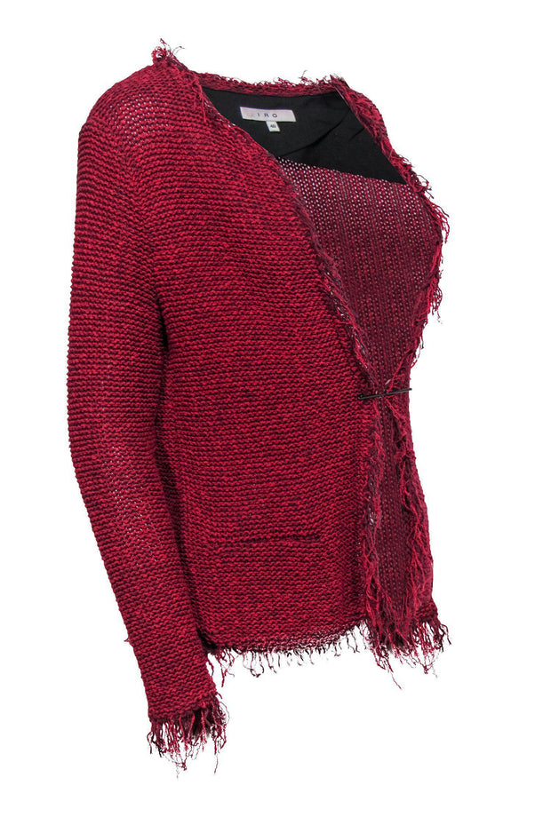 Current Boutique-IRO - Red Cotton Knit Fringe Blazer Sz 8