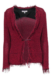 Current Boutique-IRO - Red Cotton Knit Fringe Blazer Sz 8