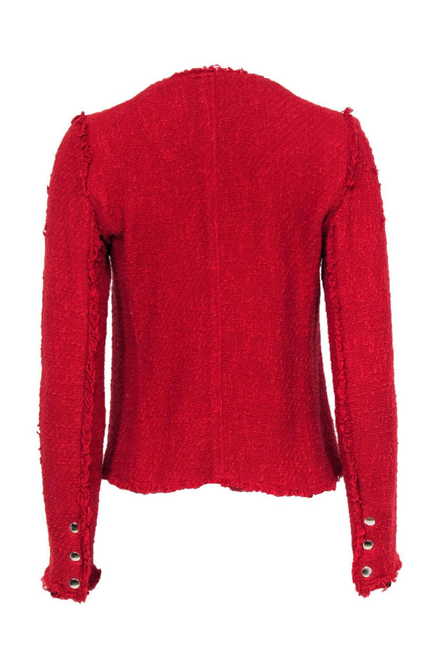 Current Boutique-IRO - Red Distressed Tweed Zip-Up Jacket Sz 6