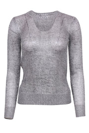 Current Boutique-IRO - Silver Metallic Open Knit Sweater Sz XXS