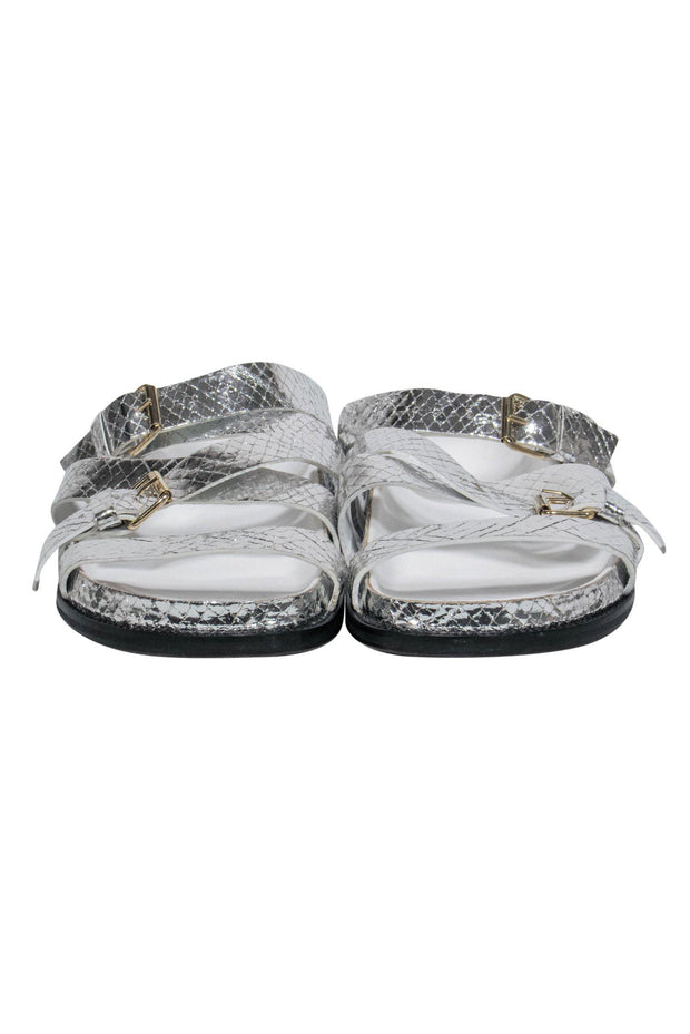 Current Boutique-IRO - Silver Snakeskin Print Strappy Sandals Sz 9