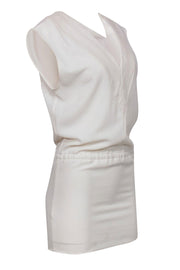 Current Boutique-IRO - White Sleeveless Drop Waist Dress w/ Leather Trim Sz 6