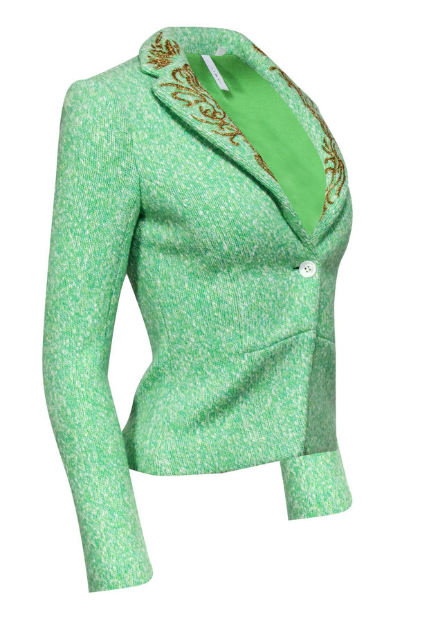 Current Boutique-Iisli - Lime Green Knit Blazer w/ Embroidery Sz 2