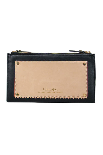 Current Boutique-India Hicks - Black Smooth Leather Zip Wallet w/ Contrast Pocket