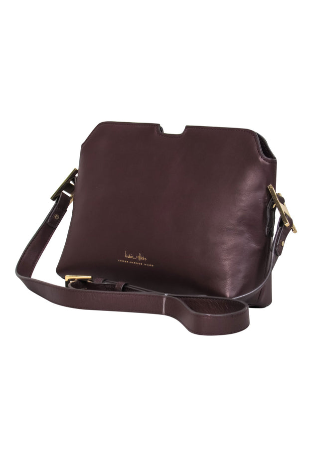 Current Boutique-India Hicks - Deep Burgundy Smooth Leather Crossbody w/ Gold Hardware