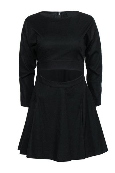 Current Boutique-Intermix - Black Long Sleeve Mini Dress w/ Waist Cutout Sz S