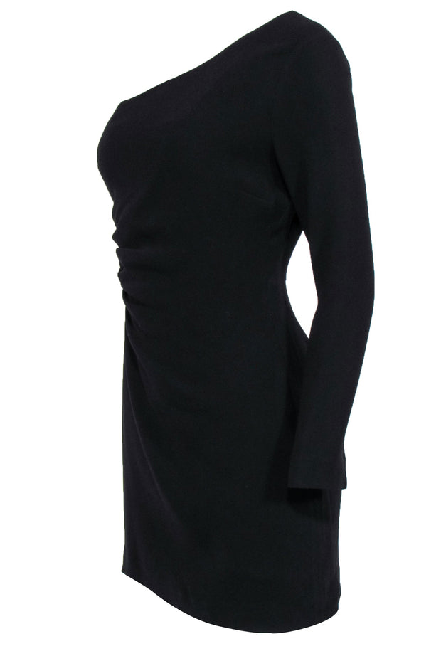 Current Boutique-Intermix - Black One Shoulder Long Sleeve Midi Dress Sz 2