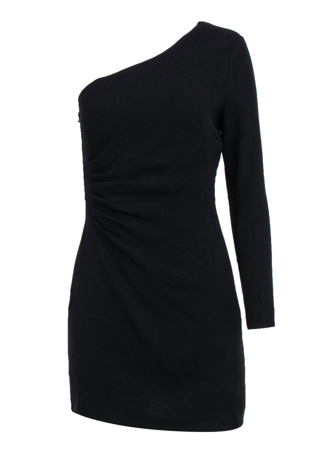 Current Boutique-Intermix - Black One Shoulder Long Sleeve Midi Dress Sz 2