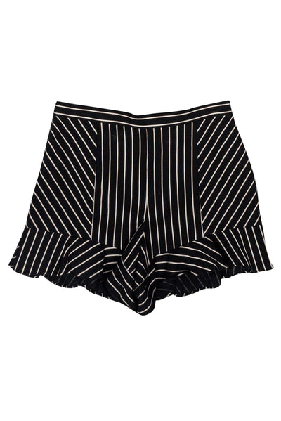Current Boutique-Intermix - Black Striped Cotton Shorts w/ Flounce Sz 4